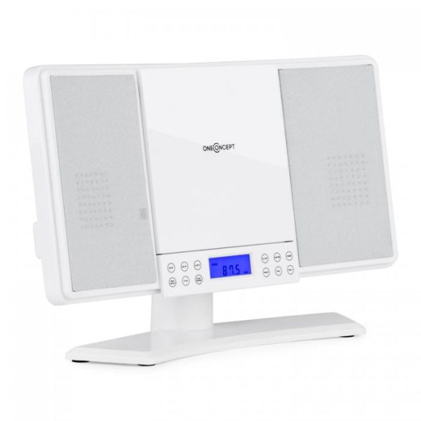 Lecteur CD MP3 OneConcept V14 Mini Chaîne Hi-Fi Stereo Tuner Radio FM AUX - White