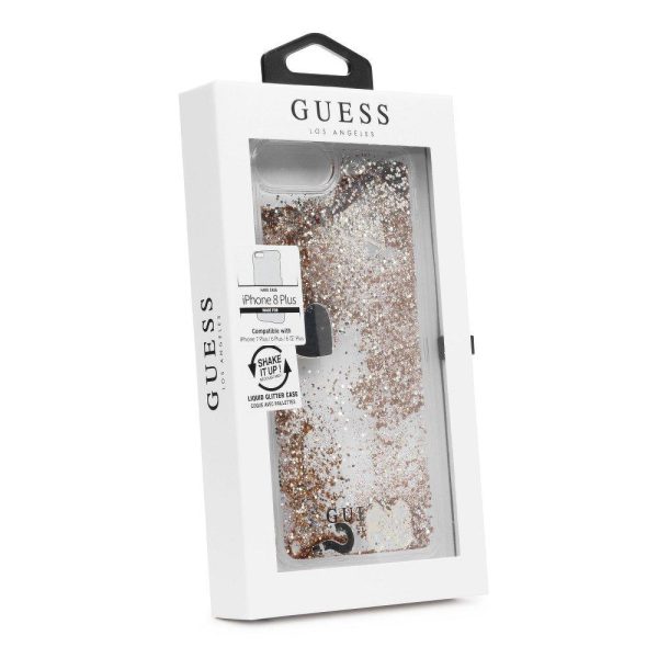 Coque étui GUESS Raspberry Hard Glitter Hearts pour iPhone 8 Plus/7 Plus - Gold