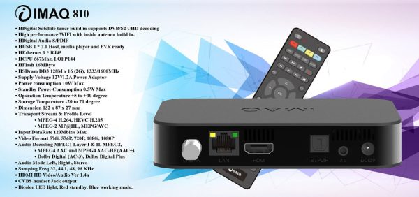 Boitier Décodeur IPTV Box iMaq 810 4K DVB + WIFI internet tv