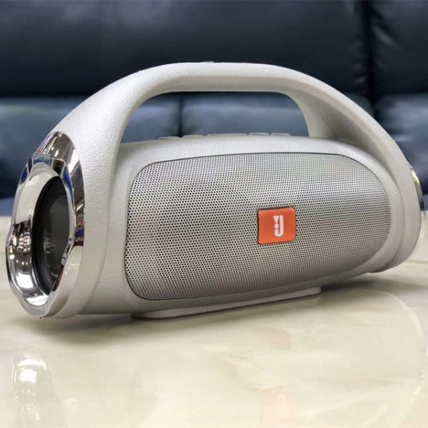 Enceinte Haut Parleur Sans Fil Portable Boombox Bluetooth + Power Bank - Silver