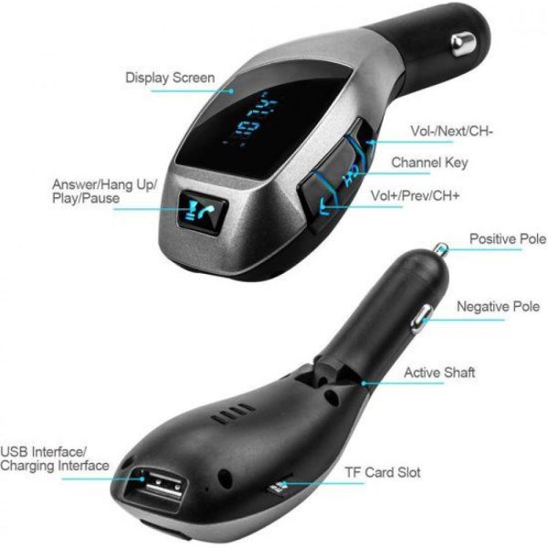 Rixus Lecteur de Voiture FM Bluetooth RX-BT02